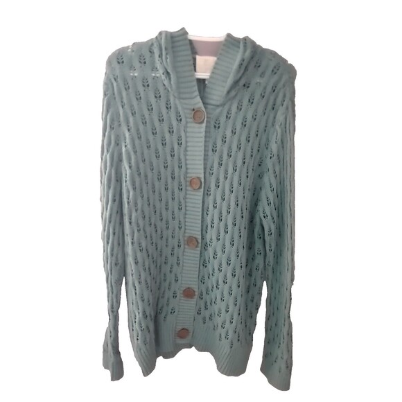 Evy's Tree Women's The Bernadette 100% Cotton XL Knit Cardigan Dusty Green - Picture 1 of 9